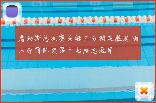 詹姆斯总决赛关键三分锁定胜局湖人夺得队史第十七座总冠军